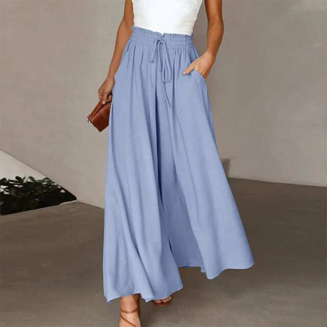Women's Linen Wide-Leg Drawstring Pants