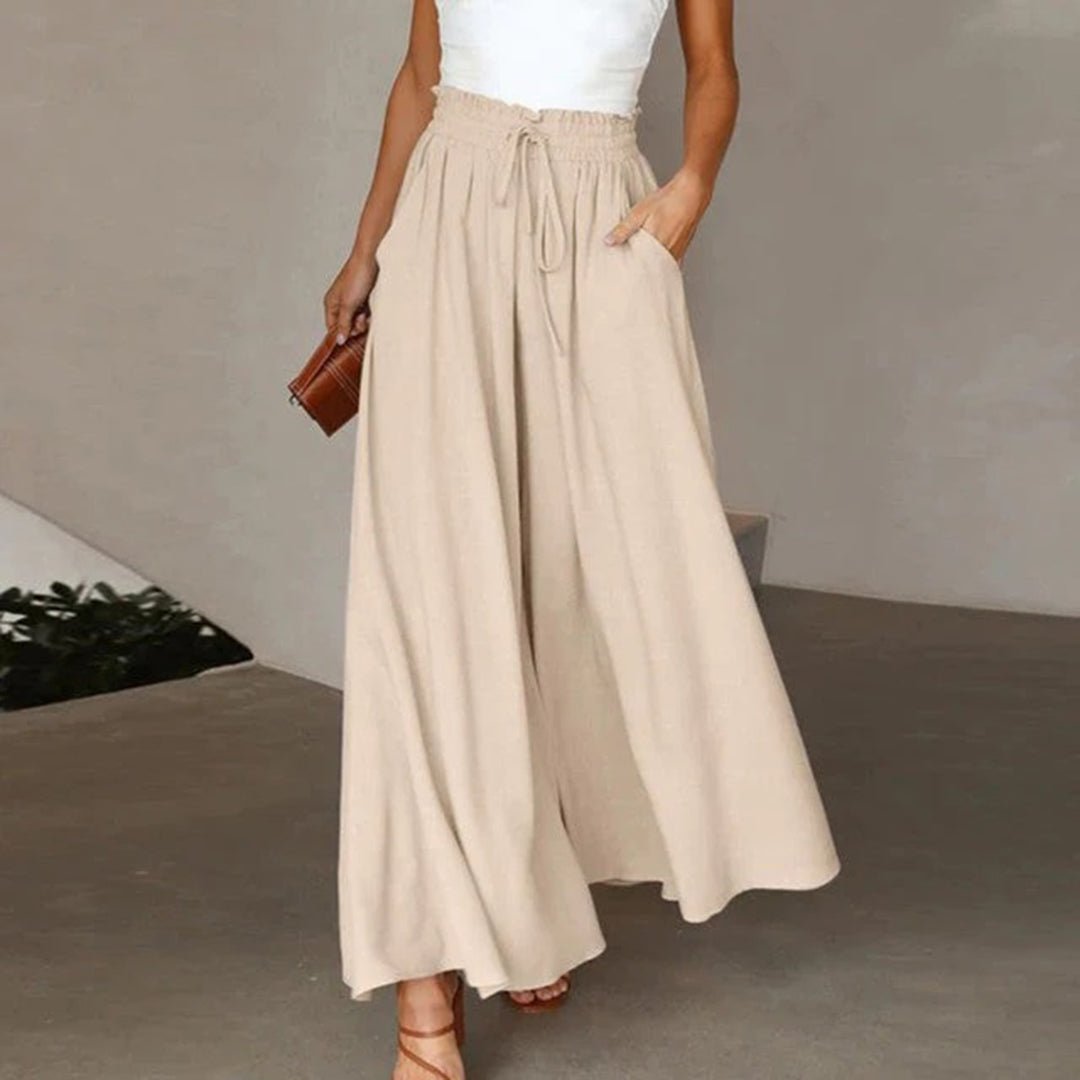 Women's Linen Wide-Leg Drawstring Pants