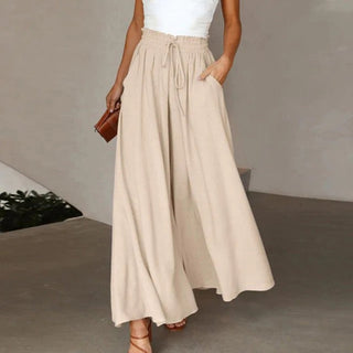 Women's Linen Wide-Leg Drawstring Pants
