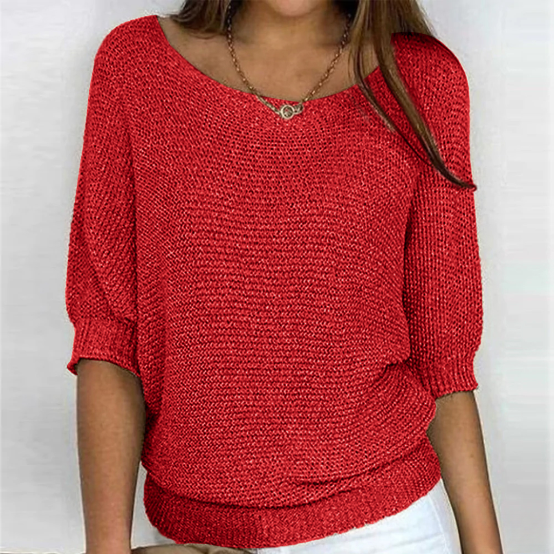 Women's Glitter Knit Three-Quarter Sleeve Sweater