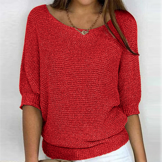 Women's Glitter Knit Three-Quarter Sleeve Sweater