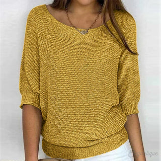 Women's Glitter Knit Three-Quarter Sleeve Sweater