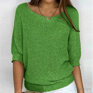 Women's Glitter Knit Three-Quarter Sleeve Sweater