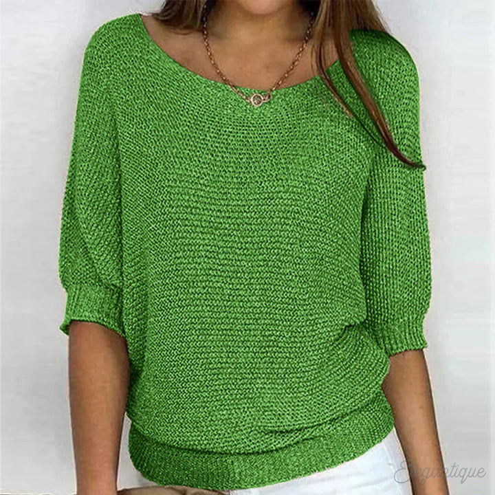 Women's Glitter Knit Three-Quarter Sleeve Sweater