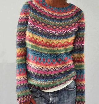 Women's Striped Crew Neck Knit Sweater