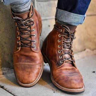 Ryan | Men's Lace-Up Cap-Toe Leather Ankle Boots