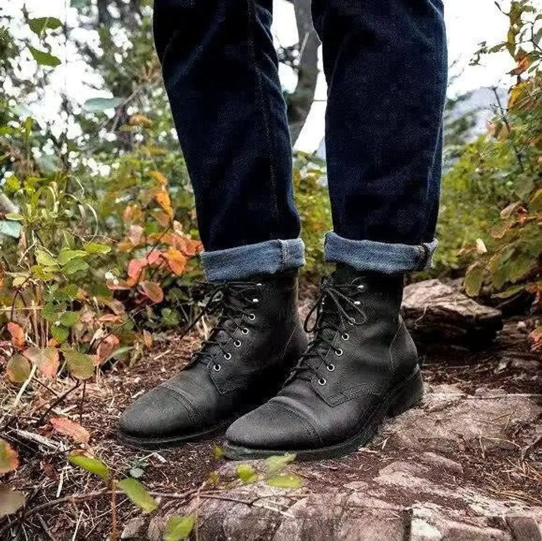 Ryan | Men's Lace-Up Cap-Toe Leather Ankle Boots