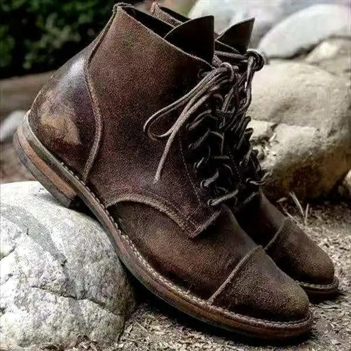Ryan | Men's Lace-Up Cap-Toe Leather Ankle Boots