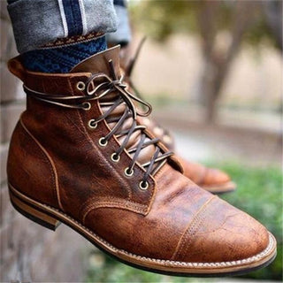 Ryan | Men's Lace-Up Cap-Toe Leather Ankle Boots