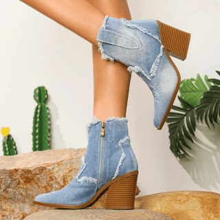 Women's Zip Block Heel Ankle Boots