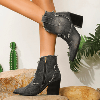Women's Zip Block Heel Ankle Boots