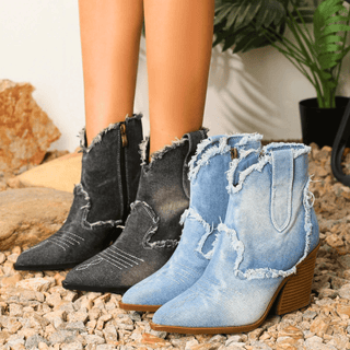 Women's Zip Block Heel Ankle Boots