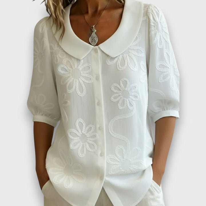 Lena – Embroidered Collar Blouse