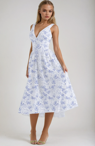 Women's Sleeveless V-Neck Midi Dress