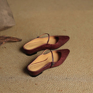 Layla | Pointed Toe Mules Genuine Leather Mary Jane Strap