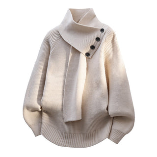 Women's Scarf Neck Button Sweater