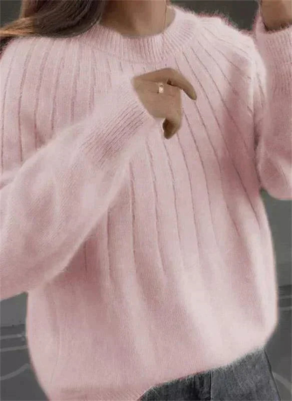 Women's Ribbed Crew Neck Oversized Sweater