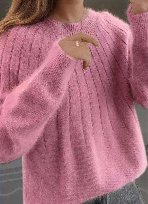 Women's Ribbed Crew Neck Oversized Sweater