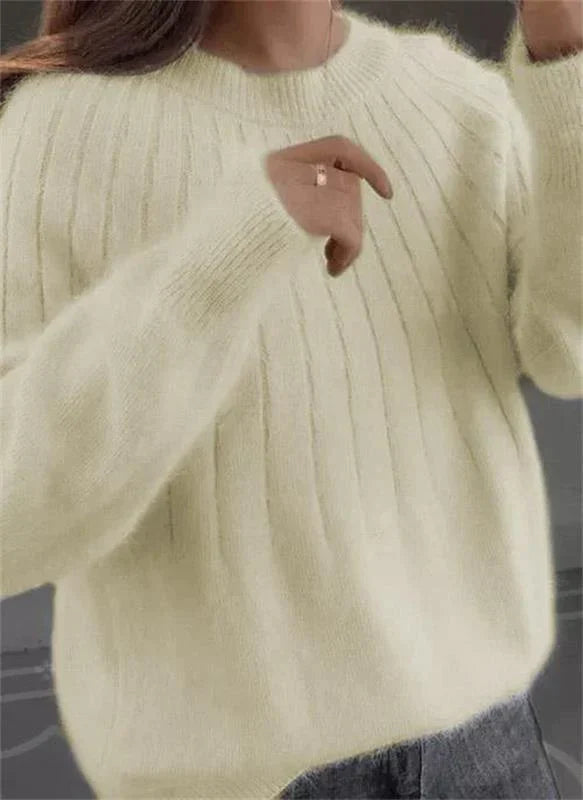 Women's Ribbed Crew Neck Oversized Sweater