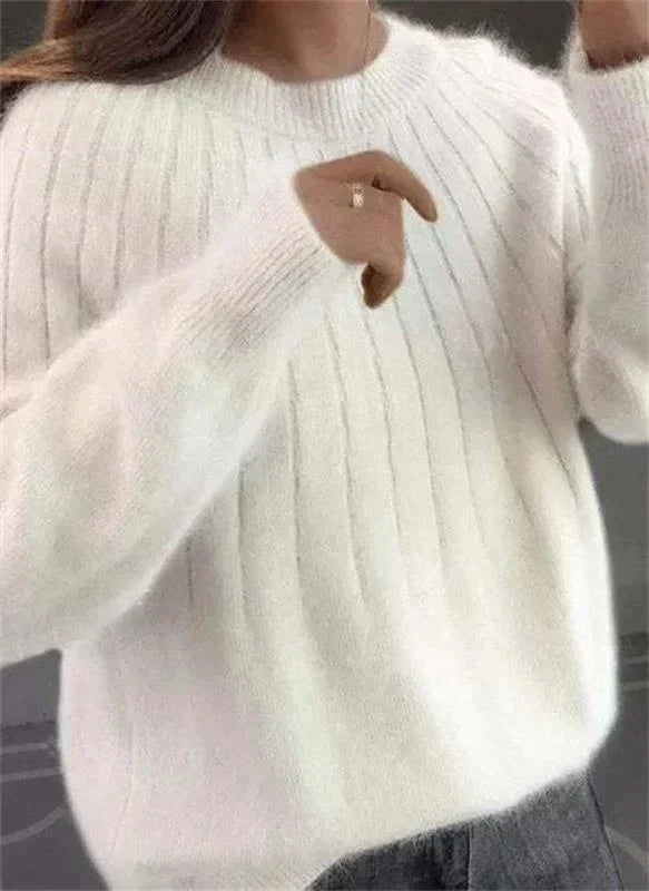 Women's Ribbed Crew Neck Oversized Sweater