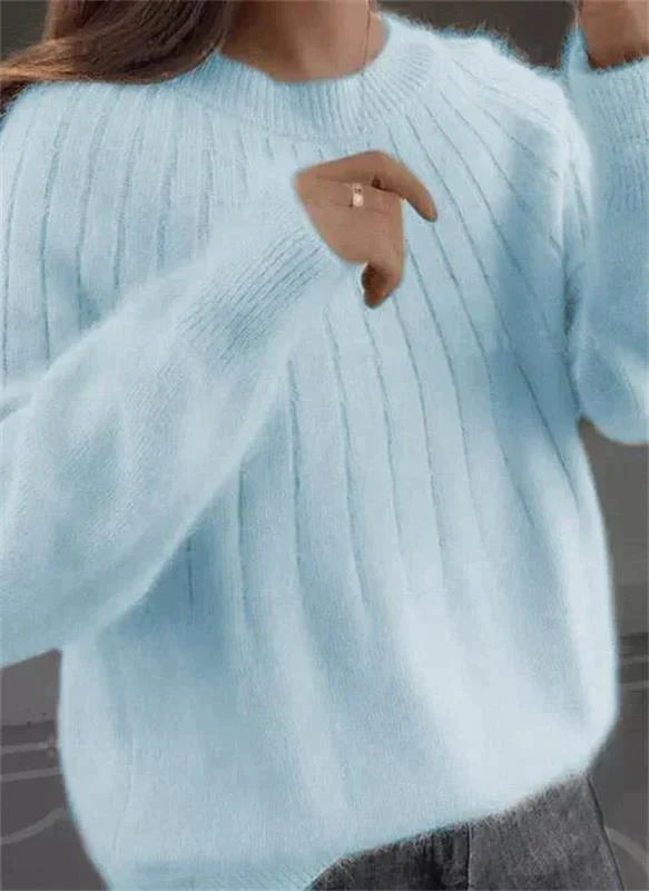 Women's Ribbed Crew Neck Oversized Sweater