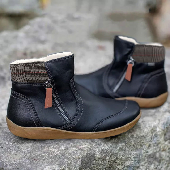 Eleanor | Waterproof Boots Ankle Leather Zipper  Women's