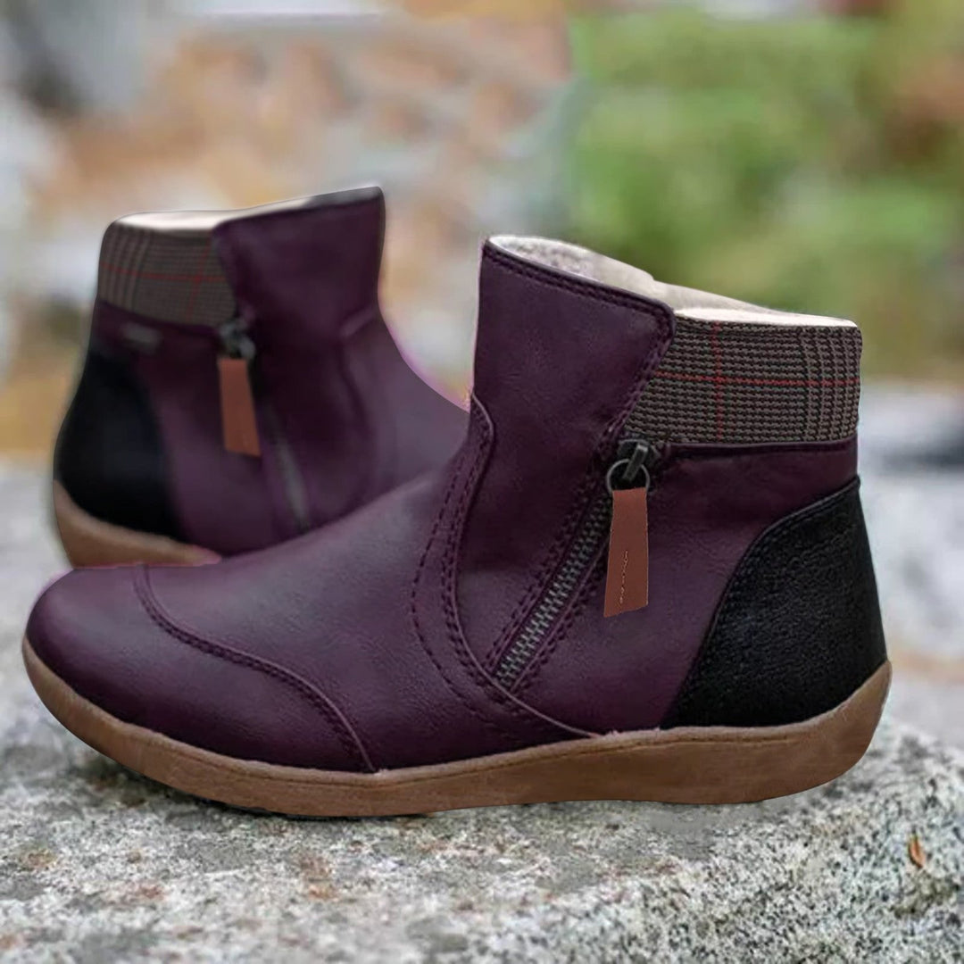 Eleanor | Waterproof Boots Ankle Leather Zipper  Women's