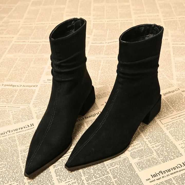 Women's Pointed Toe Block Heel Ankle Boots