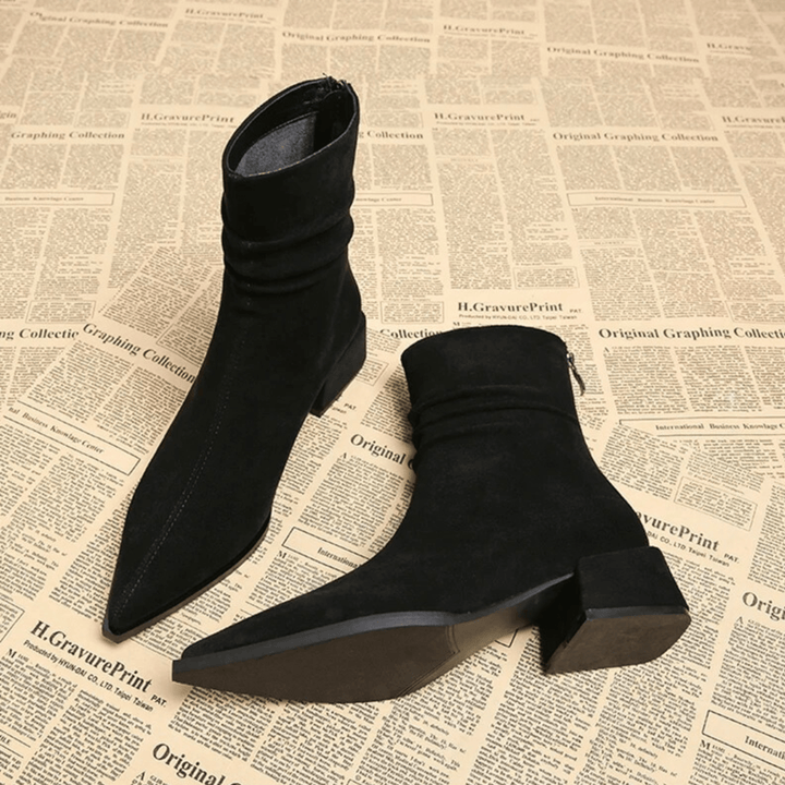 Women's Pointed Block Heel Ankle Boots