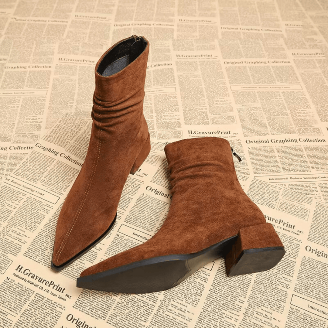 Women's Pointed Toe Block Heel Ankle Boots