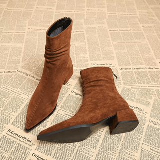 Women's Pointed Block Heel Ankle Boots