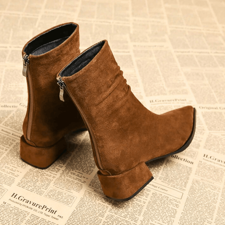 Women's Pointed Block Heel Ankle Boots