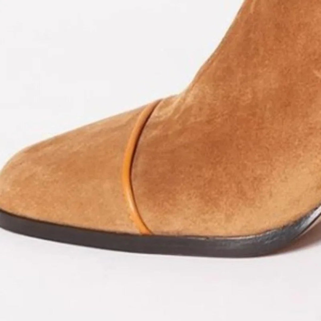 Amelia | Women's Block-Heel Suede Leopard-Toe Ankle Boots