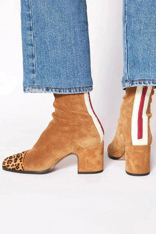 Amelia | Women's Block-Heel Suede Leopard-Toe Ankle Boots