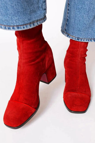 Amelia | Women's Block-Heel Suede Leopard-Toe Ankle Boots