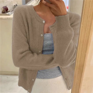 Women's Soft-Knit Crew Neck Cropped Cardigan