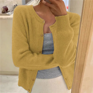 Women's Soft-Knit Crew Neck Cropped Cardigan