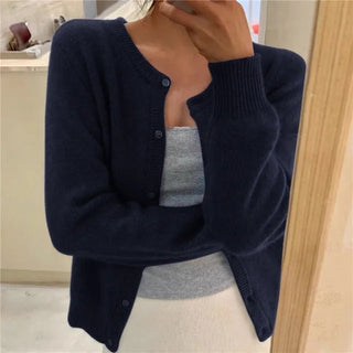 Women's Soft-Knit Crew Neck Cropped Cardigan