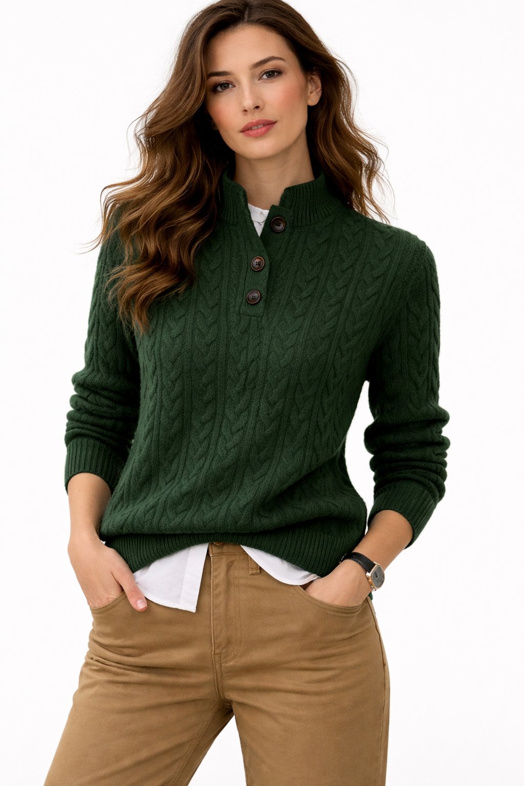 Women's Wool-Blend Cable Knit Pullover