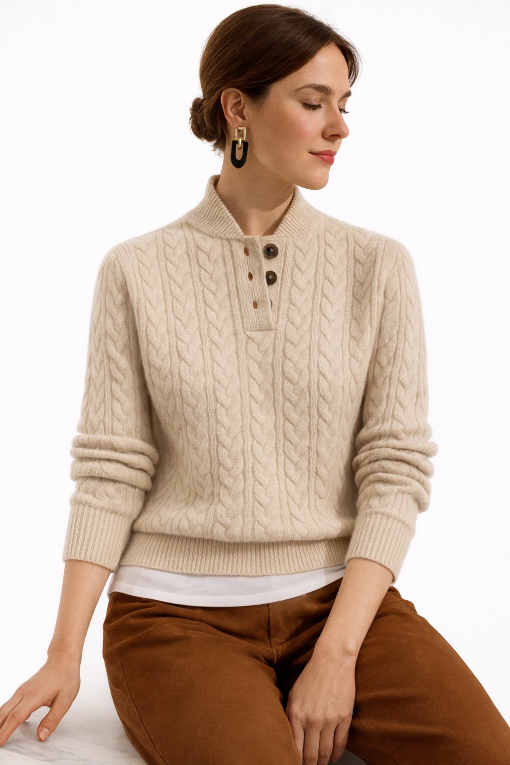 Women's Wool-Blend Cable Knit Pullover