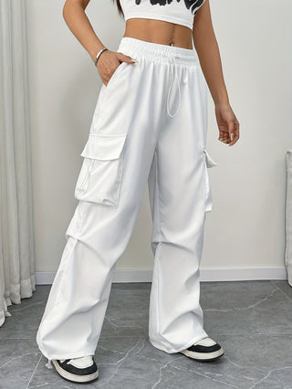 Women's Wide-Leg Cargo Drawstring Pants