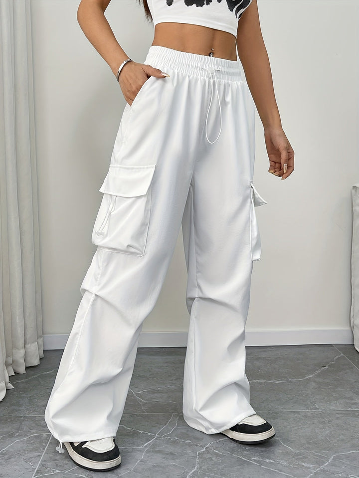 Women's Wide-Leg Cargo Drawstring Pants