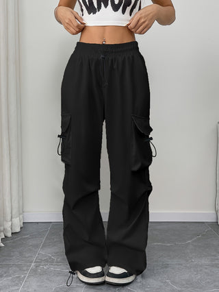 Women's Wide-Leg Cargo Drawstring Pants