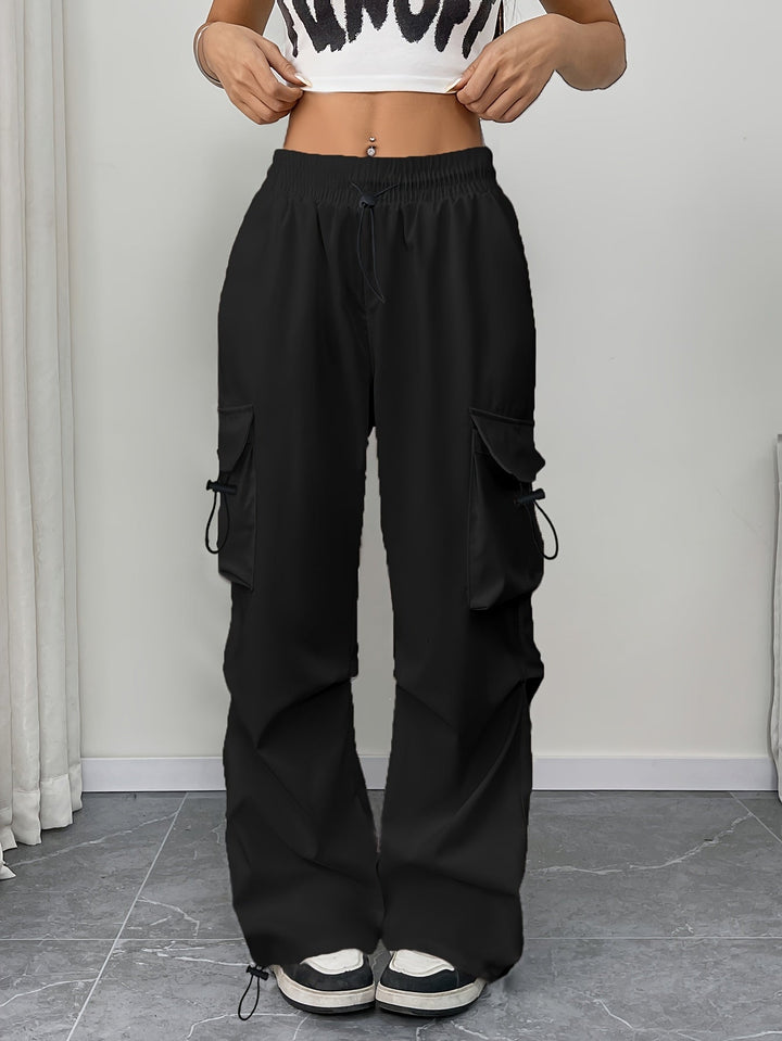 Women's Wide-Leg Cargo Drawstring Pants