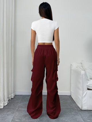 Women's Wide-Leg Cargo Drawstring Pants