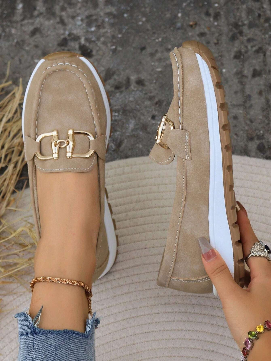 Emma | Women's Flat Loafers Slip-On Buckle Comfort Walking Shoes