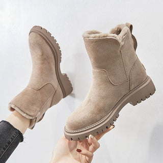 Aria | Women's Fleece-Lined Suede Slip-On Winter Ankle Boots
