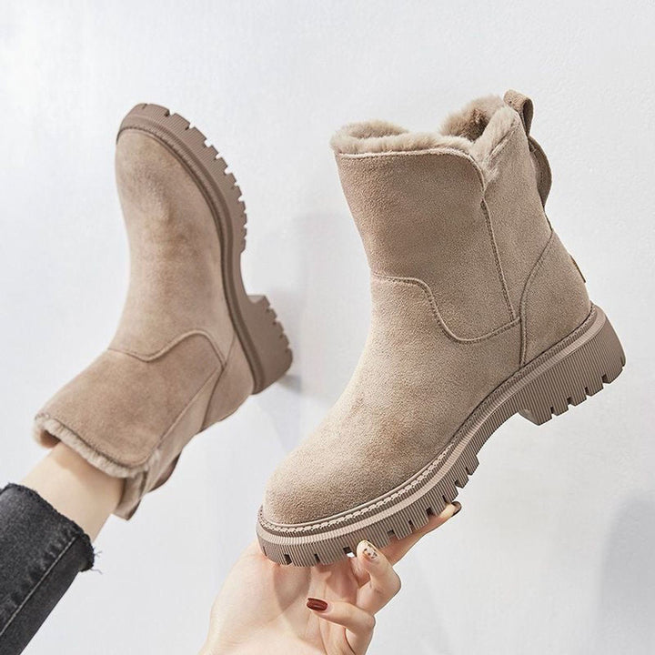 Aria | Women's Fleece-Lined Suede Slip-On Winter Ankle Boots