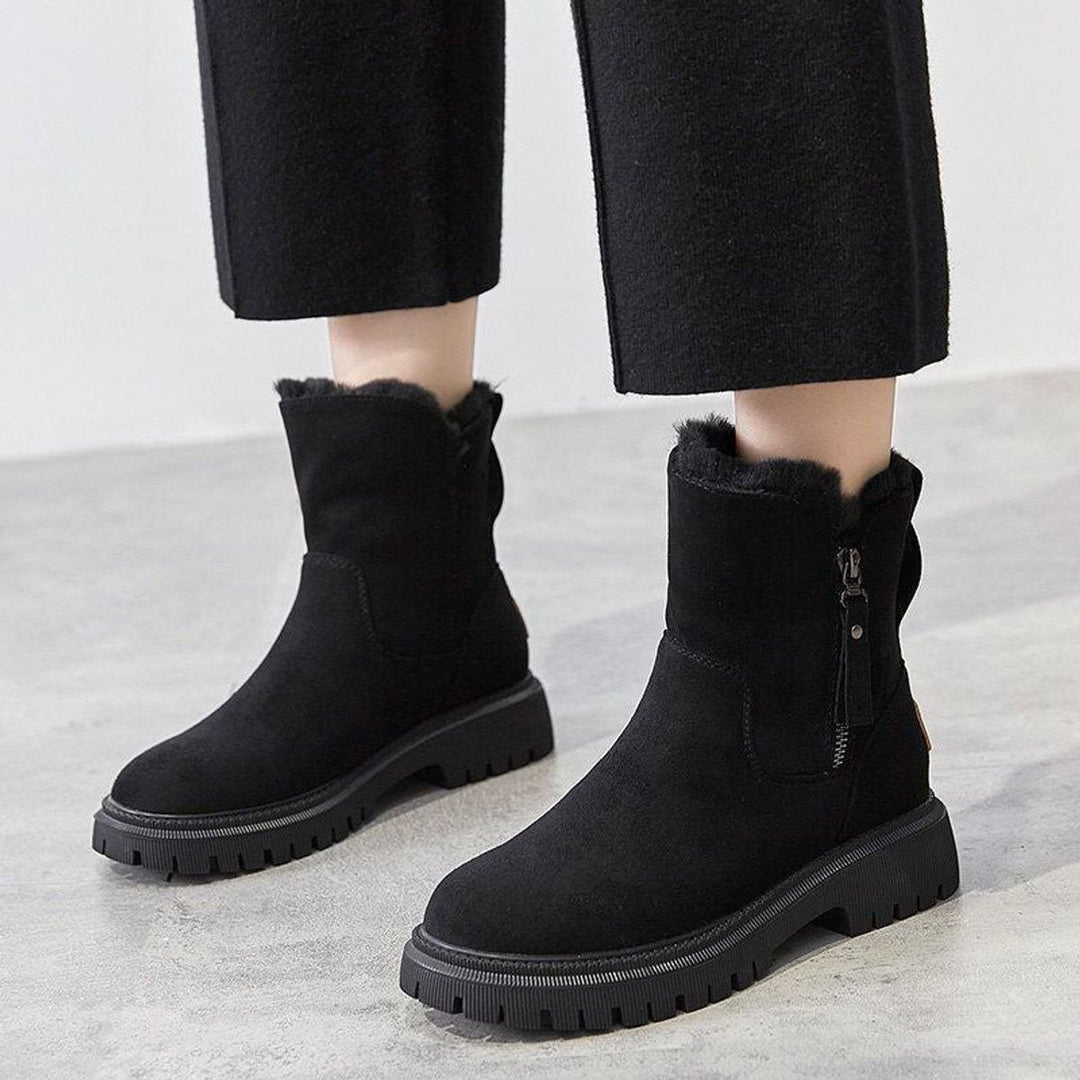 Aria | Women's Fleece-Lined Suede Slip-On Winter Ankle Boots
