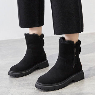 Aria | Women's Fleece-Lined Suede Slip-On Winter Ankle Boots